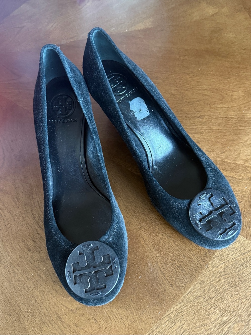 Tory Burch Black Sally Suede Wedges